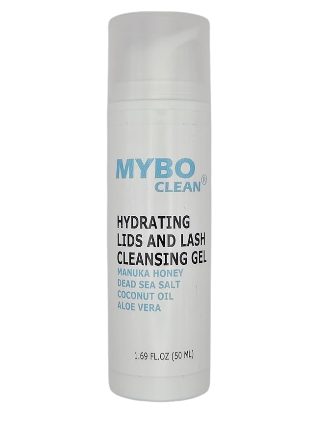 Mybo Clean Eyelid Cleansing Brush for Sensitive Skin (1 Pc) + Hydrating Lids and Lash Cleansing Gel (1Pc) + Travel Bag Ideal for Gentle Cleansing of the Eyelids On the Go