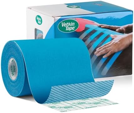 VETKIN VetkinTape® Veterinary Kinesiology Tape Blue | Kinesiology Tape for Horses & Dogs | Equine & Canine Kinesiotape | Latex Free and Quality Mark Certified Ktape | 4 inch | Pack of 1 Roll