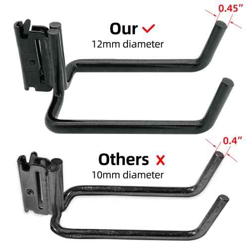 2 Pack E-Track Heavy Duty Shovel Hanger for Store Long Handled Tools,Large Steel Tool Double J Hook, Tool Hanger | E Track Accessories for Enclosed Trailer or Trucks (Black)