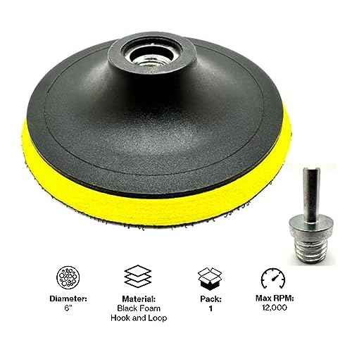 6" Hook and Loop Backing Plate for Soft Wool Polishing Buffering Pads, Backer Pad with 5/8¡±-11 (5/8 inch TPI), 6 inch Backup Pads for use with Angle Grinder or Drill ? with Drill Adapter