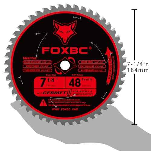 FOXBC 7 1/4 inch Metal Circular Saw Blade 48 Teeth, Metal and Stainless Steel Cutting Saw Blade, Ceramic Carbide with 5/8 Arbor - 2 Pack