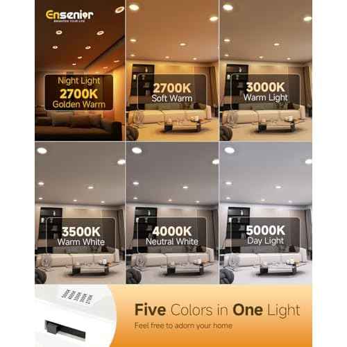 Ensenior 12 Pack 4 Inch 5CCT LED Can Lights with Night Light, Retrofit Led Recessed Lighting, Dimmable, 7W 120V, 700LM