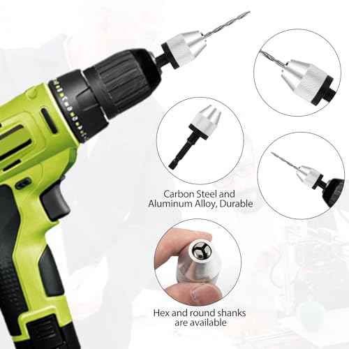 2Pcs Drill Chuck Adapter Keyless with 10Pcs Drills, 1/4 Inch Hex Shank Fast Change Converter for Impact Driver, Fast Change Impact Drill Chuck Adapter for Tool Attachment