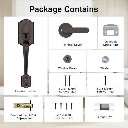 Front Door Handle No Lock, Entry Door Handle Exterior with Interior Reversible Handle Lever, Lower Half Grip, Single Cylinder, Door Handle Sets for Right Left Handed Door, Oil Rubbed Bronze