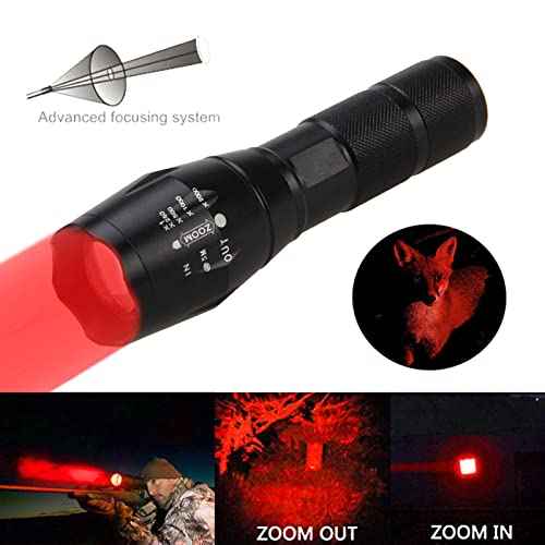 WINDFIRE Tactical Red LED Light Flashlight 300 Yards Zoom Focus Adjustable Flashlights Coyote Hog Fox Predator Varmint Hunting Lights Sets with Pressure Switch, Scope Mount