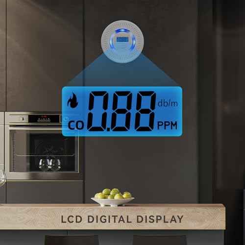 Smoke Detector Carbon Monoxide Gas Alarm, Fire Carbon Monoxide (CO) Detector 2 in 1 with Digital Display and Sound Light Alarm, Battery Operated Suitable for Bedroom Warehouse Kitchen or RV Travel