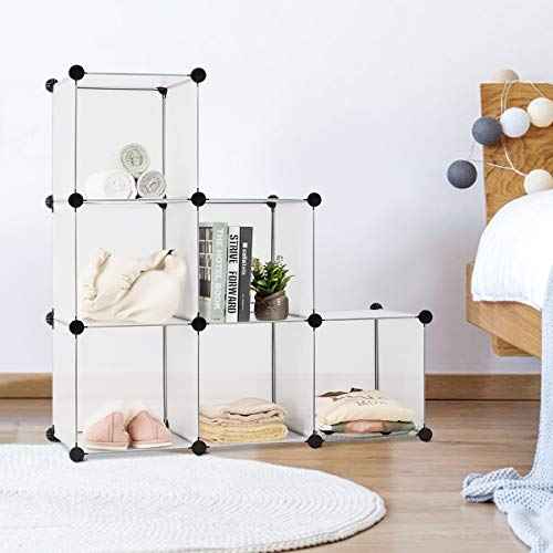 Tangkula 6 Cubes Storage Organizer, DIY Plastic PP Closet Cabinet w/Rustproof Steel Frame, Portable DIY Modular Storage System w/Hammer for Toys, Books, Shoes Indoor Use