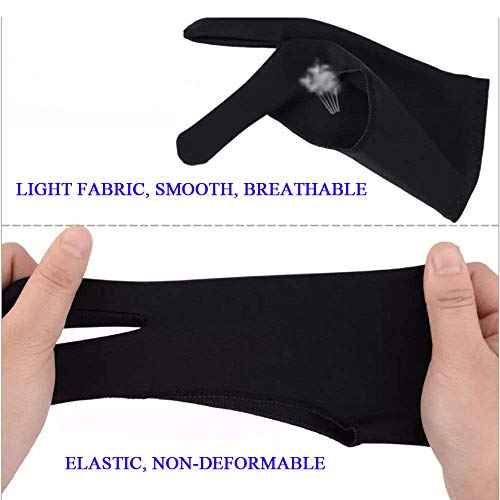 5 Pieces Artist Glove for Drawing Tablet, Two-Finger Tablet Drawing Gloves, Digital Artist Gloves for Graphics Pen Drawing Tablet Monitor Painting, Suitable for Right and Left Hand