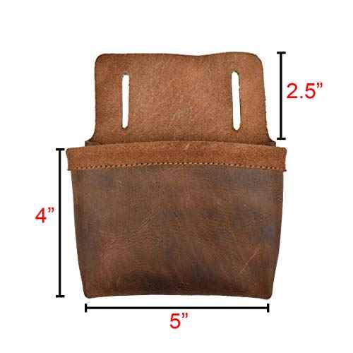 Hide & Drink, Leather Small Nail Holder, Hardware Pouch, Woodworker Essentials, Handmade Includes 101 Year Warranty :: Bourbon Brown