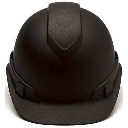 PYRAMEX Ridgeline Cap Style Hard Hat, Vented, 4-Point Ratchet Suspension, Black Graphite Pattern