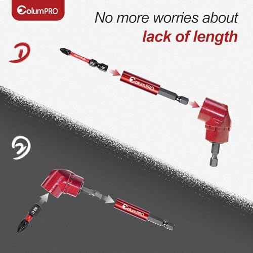 105 Degree Right Angle Drill Screwdriver Bit Set, 1/4¡± Hex Shank Right Angle Drill Attachment with 4PCS PZ2 & PH2 Screwdriver bits and bit holder
