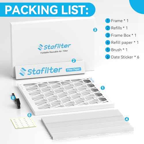 Reusable 14x14x1 Air Filter (MERV 8), 1 Foldable Frame + 6 Refills (Not Individual Filters), Greener HVAC AC Furnace Air Filters MPR 700&FPR 5(Actual Size:13.75"x13.75"x0.75")