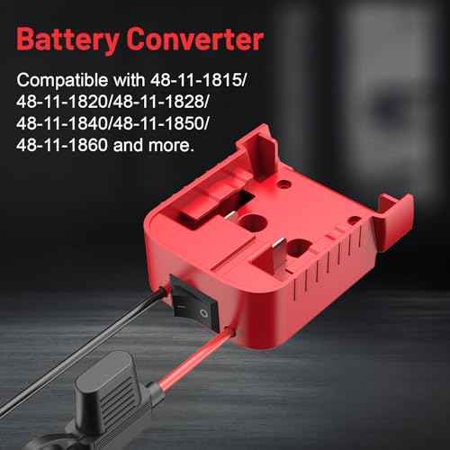 for Power Wheel Adapter Compatible with Milwaukee 18V Battery, Converter Kit with Built-in Switch, Fuse Holder, Wire Terminal, 12AWG Wire for DIY RC Cars (1-Pack)