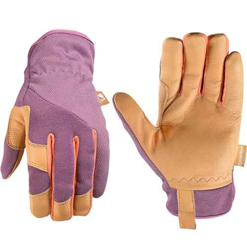 Wells Lamont Women's Leather Work Gloves, ComfortHyde Leather Hybrid, Breathable, Medium (7876M)