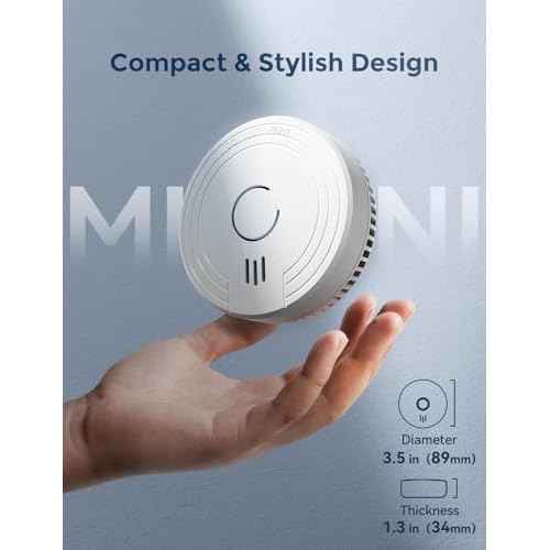 Ecoey Smoke Alarm Fire Detector with Photoelectric Technology and Low Battery Signal (Battery Include), Fire Alarm with Test Function for Home, Bedroom, FJ136GB, 4 Packs