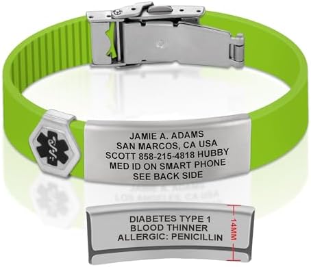 Divoti Custom Engraved Medical Alert ID Bracelet – Dual-Sided Laser Etching, Silicone Wristband, Stainless Steel Security Clasp – Adjustable & Trim-to-Fit – Emergency Medical Info Band for Men & Women