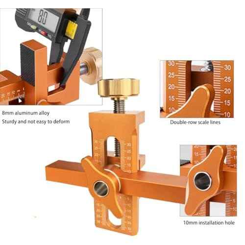 Cabinet Door Installation Positioner,Mounting Jig Adjustable Door Hinge Jig Installing Cabinet Doors,Aluminium Alloy Drillable With Drill Bit,for Most Cabinet Doors (1PCS)