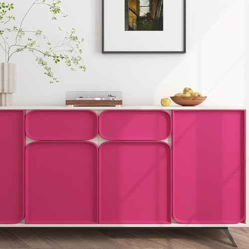 ReWallpaper Fuschia Pink Wallpaper Stick and Peel for Bedroom Girls Kids Room Bathroom Adhesive Dark Pink Contact Paper for Desk Dresser Cabinets Kitchen Appliances Magenta Vinyl Wrap 17.7inx6.5ft