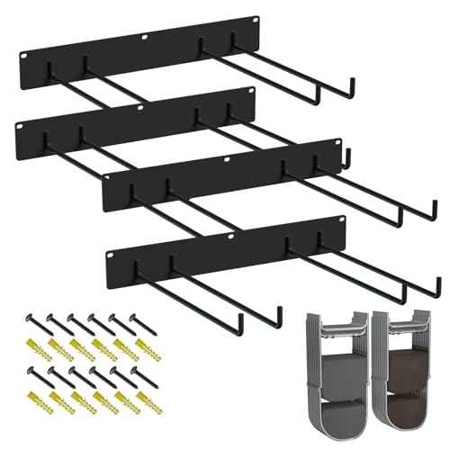 Folding Chair Storage Rack ? Heavy-Duty Wall Mount Hanger for Garage, Yard, Lawn Chairs ? Solid Metal, Holds 240 lbs ? Space-Saving Organizer for Camping & Beach Chairs (4)