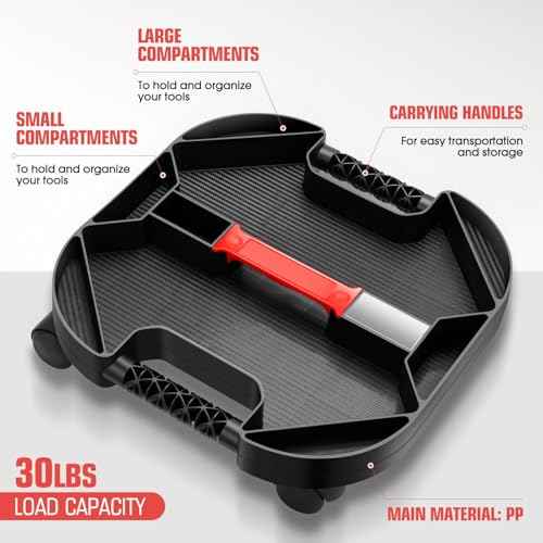 DNA MOTORING Tool Creeper Rolling Caddy Tray, Moving Tool Tray with 4 Swivel Casters for Automotive, Mechanics, DIY Enthusiasts, and garages, 30 lbs Load Capacity, TOOLS-00764