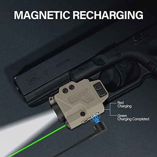 SOLOFISH Low Profile Beams for Guns, Magnetic Rechargeable Green Blue Red Beam for Pistol Handgun, Shockproof Compatible with Glock 17 19