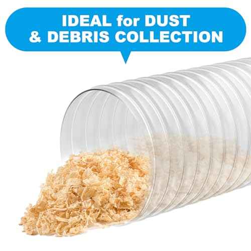 2 1/2" x 20' Heavy PVC Dust Collection Hose,Flexible Clear Debris and Fume Collection Hose with Stainless Steel Hose Clamps for Dust Collectors with 2 1/2" Ports, Ideal for Shop Vacuums