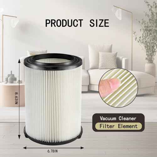VF4000 Replacement Filter for 72947 Wet Dry Vac 5 to 20-Gallon 6-9 Gal Husky Craftsman 17816 Vacuum Compatible WD5500 WD0671 RV2400A RV2600B Washable & Reusable Replace VF4000 Filter (4 Pcs)
