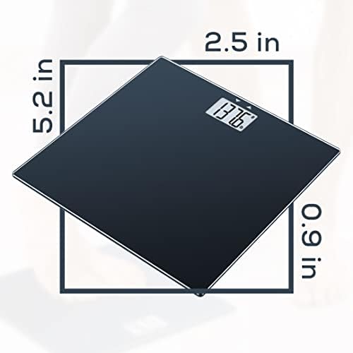 Beurer GS435B Glass Bluetooth Scale for Body Weight with BMI Composition Measurement, Smart Digital Bathroom Scales Connects with Health App Analyzer, Weigh in Kg and Lbs, Black