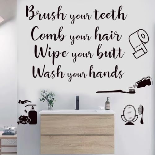 Bathroom Wall Decals Sticker Bathroom Funny Sayings Quotes Wall Sticker Vinyl Peel and Sticker Home Sign Art Decals for Toilet Shower Room Home Decoration.