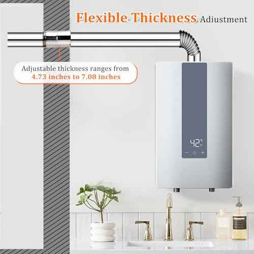 3.15" Thickening Stainless Steel Vent Wall Thimble,Suitable for Walls Ranging from 4.7 "to 7.0",for Indoor Gas Tankless Water Heater,Ideal for Home Heating and Bathroom Setups