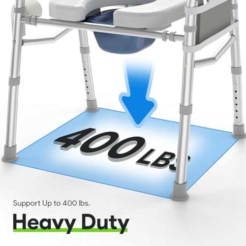 Delog Raised Toilet Seat with Handles, Heavy Duty 400lb Medical Safety Frame, Bathroom Assist Toilet Seat Raiser for Seniors