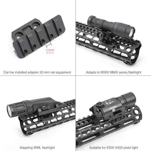 45 Degree Offset Mlok/Keymod Rail Light Mount for M300 M600 Serises Scout Light Weaponlight, Adjustable Positions Offset Tactical Flashlight Mount, Fit for Mlok Keymod Rail