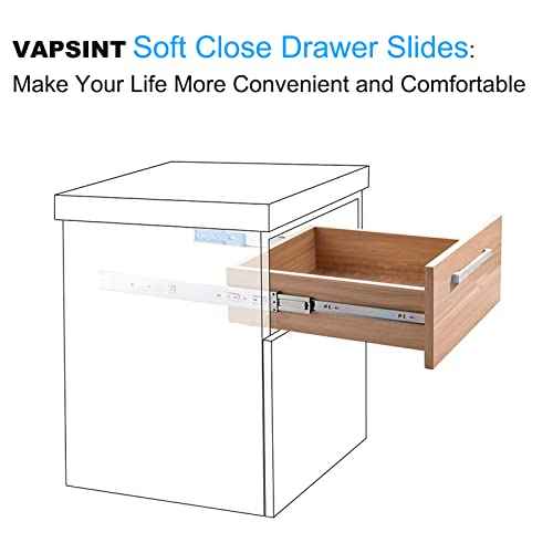 VAPSINT 6 Pairs 16 Inch Soft Close Drawer Slides Ball Bearing Full Extension Side Mount Dresser Drawer Slides, 110LB Capacity Heavy Duty 3 Flods Drawer Runners for Cabinet