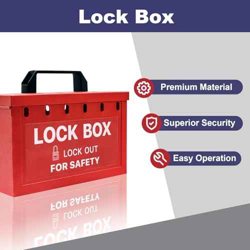 Lockout Tagout Group Lock Box,Portable Red Loto Group Box with 12 Locking Holes,Big Premium Lock Box for OSHA Compliant Group Loto Procedures,8001