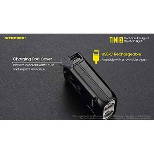 NITECORE TINI 2 Dual LED Rechargeable Keychain Light - 500 Lumen (Black)