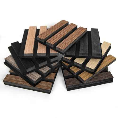 Smartstandard Sample Acoustic Wood Wall Panels, Soundproof Wall Panel, 3D Fluted Wood Slat Paneling for Wall and Ceilings, Classic Dark Gray, Sample Pack