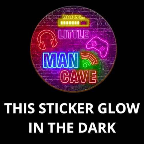 Little Man Cave Sticker, Boys Teenage Room Hanging Wall Art Decoration, Playroom Nursery Decor for Game Lover Gamer Wall Decor 12¡Èx 12¡ÈGlow in The Dark