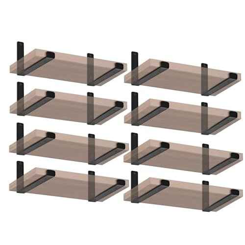 16 Pack - 11.25" L x 6" H x 1.5" W J Lip Shelf Brackets Rustic Farmhouse Iron Wall Floating Shelf Bracket Metal Shelf Bracket Industrial Shelf Supports with Screws Black