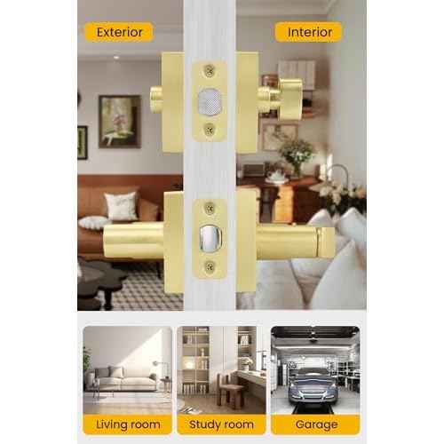goldenwarm Gold Exterior Door Lock Set with Deadbolt, Zinc Alloy Keyed Alike Entry Door Locksets with Deadbolt, Heavy Duty Brushed Gold Exterior Door Handle (1 Pack)
