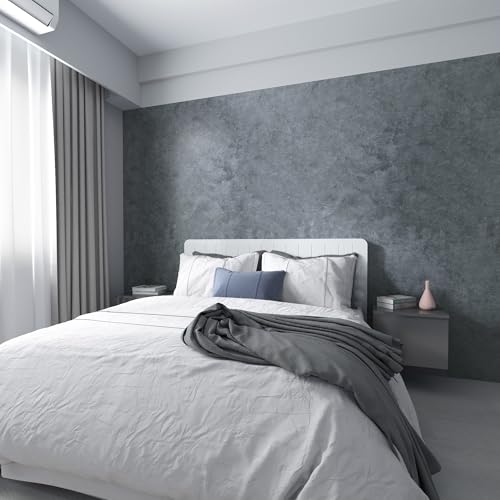 16"¡¿118" Thick Dark Blue Grey Concrete Wallpaper Peel and Stick Waterproof Glossy Textured Gray Concrete Contact Paper Vinyl Wrap Self Adhesive Cement Tile Sticker for Countertops Kitchen Walls