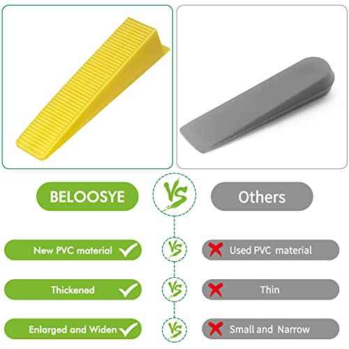 Tile Leveling System Wedges, 1000pcs Reusable Tile Leveler Wedges for 1/8",1/12",1/16", 1/32" Spacer and Tile Leveling System Clips, Tile Leveler Tools for Wall/Floor Tile & Stone Installation(Yellow)