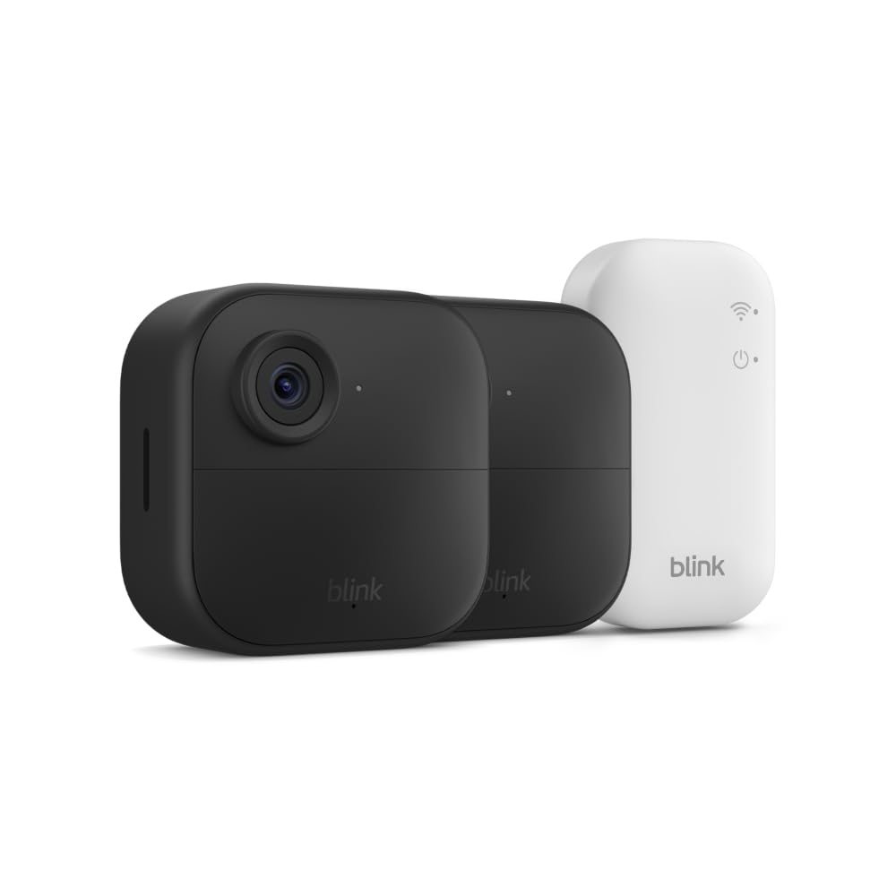 Blink Outdoor 4 + 1-Year Plus plan – Wireless smart security camera, two-year battery life, 1080p HD day and infrared night live view. Sync Module Core included – 2 camera system