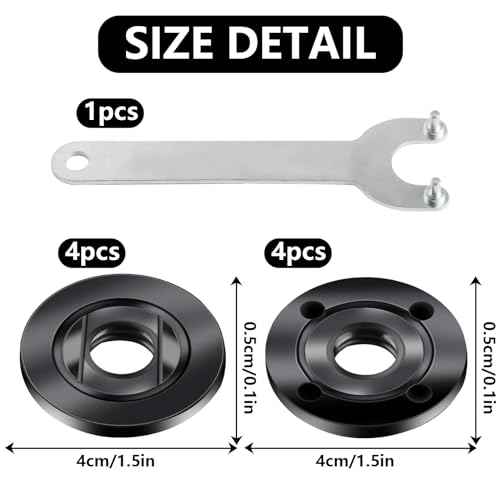 9pcs Angle Grinder Nuts, 1 Angle Grinder Wrench Spanner & 8 Angle Grinder Flange Nuts, 5/8-11 Metal Lock Compatible with Makita Dewalt Bosch Milwaukee Ryobi Metabo Grinder Nuts
