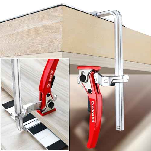 2 Pack Track Saw Clamps for Guide Rail ? Heavy Duty Quick Release Ratchet Clamp Set, Compatible with Festool, Makita, Dewalt, Table Saw Hold Down, T Track Woodworking Clamps with Non-Marring Pads