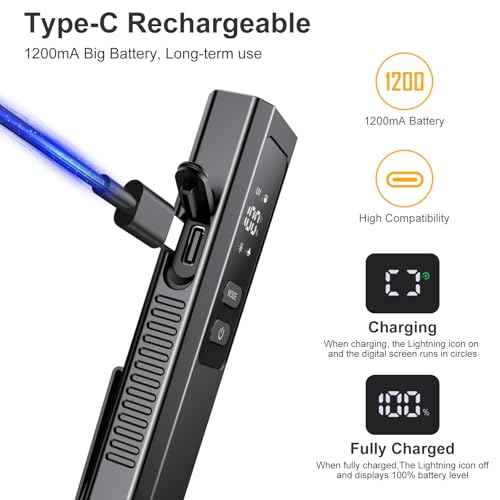 EDC Flat Flashlight 4 in 1 Pocket Magnetic Flashlight High Lumens Work Light with Green Beam & UV Light & Warning Light Combo EDC Rechargeable LT-010 (Black)