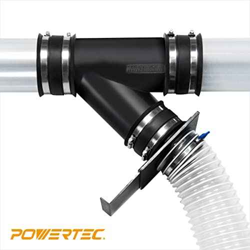 POWERTEC 70149V 4 Inch Dust Control Flex Cuff with Steel Hose Clamps, Hose Connector Rubber Cuff Coupler for Woodworking Dust Collection Fittings, Dust Collector Accessories & Machinery, 1pk