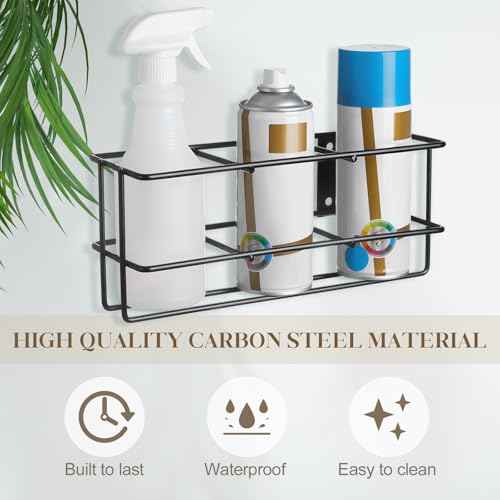 Hicarer 2 Pcs 3 Holes Spray Bottle Storage Rack Holder Wall Mount Organizer Steel Bracket Storage for Garage Home Workspace