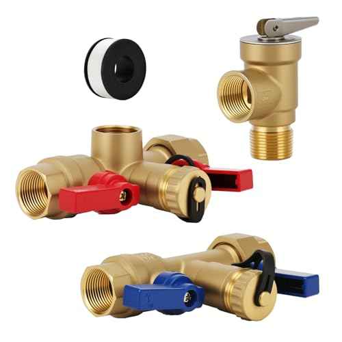 Solimeta 3/4 Inch IPS Isolator Tankless Water Heater Service Valve Kit with Pressure Relief Valve, Lead-Free Brass