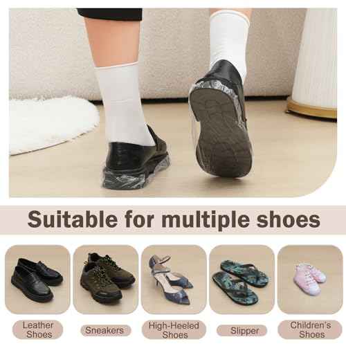Maitys 2 Pack Floor Protection Film Refill Rolls for Shoe Cover Dispenser 328ft Disposable Shoe Film Transparent Adhesive PE Slip-resistant Dispenser Disposable for Automatic 400 Uses, Fits All Sizes