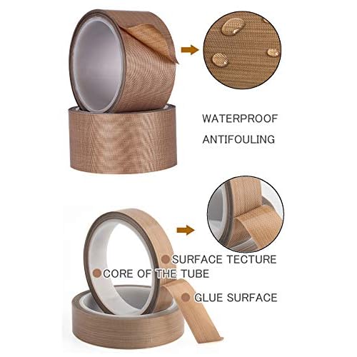 DY.2ten PTFE Coated Fiberglass Telfon Tape, 0.75" x 33 Feet, high Temperature Tape,Welding Sealing Tape,Drying Mechanical Conveyor Belt, Teflon Tape for Vacuum Sealer Machine